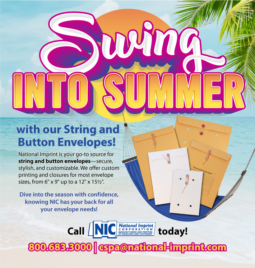 National Imprint is Your One-Stop Shop for Envelopes! Shop our envelopes today! 
800.683.3000| national-imprint.com | cspa@national-imprint.com
